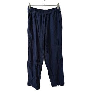 CASLON Nordstrom New Women's Pull On Wide Leg Casual Pants Navy Blue Size Small